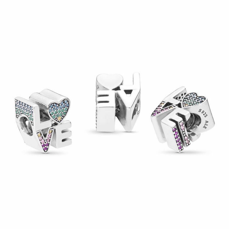 Talismane Pandora Multi-color Love Argint/Albastri (s68YWy52)